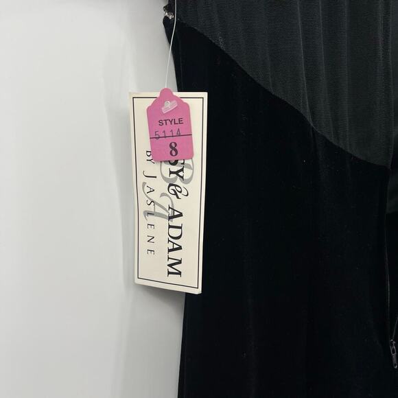 Vintage Betsy and Adam Mesh Top Black Velvet Formal Dress Size 8 Y2K Bedazzled - Picture 10 of 10